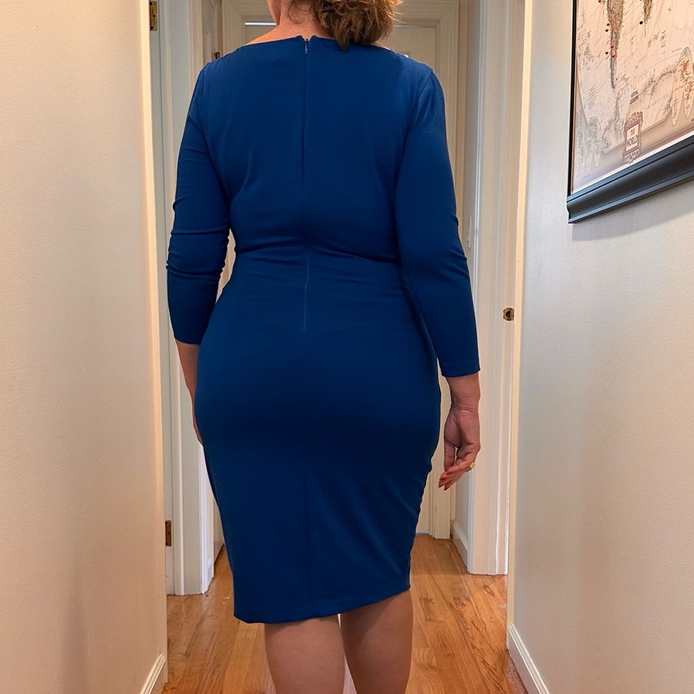 Cache Blue Ruched Wrap Sheath Dress - Picture 4 of 4
